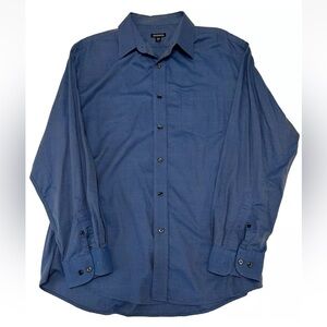 George Blue Pattern Button Down Long Sleeve Collared Dress Shirt Men's Size XL